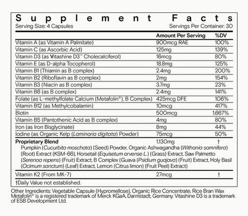 Moon Juice SuperHair Hair Growth Vitamins - Biotin & Saw Palmetto Formula for Thicker Hair | 120 Capsules