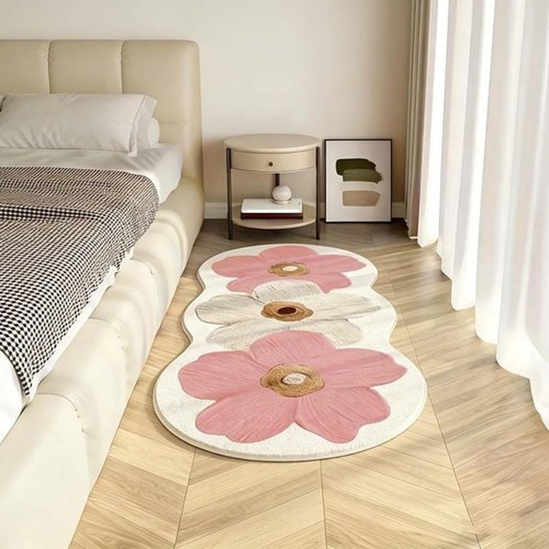 Regine Switzerland Spring Floral Pattern Rug - Soft Non-Slip Bedroom Floor Mat | 47.2" x 15.7" Pink Home Decor