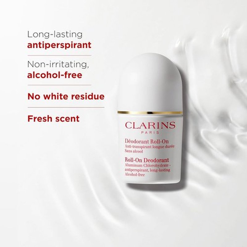 Clarins Roll-On Antiperspirant Deodorant - Alcohol-Free, Long-Lasting Formula | No White Residue | 1.7 Ounces