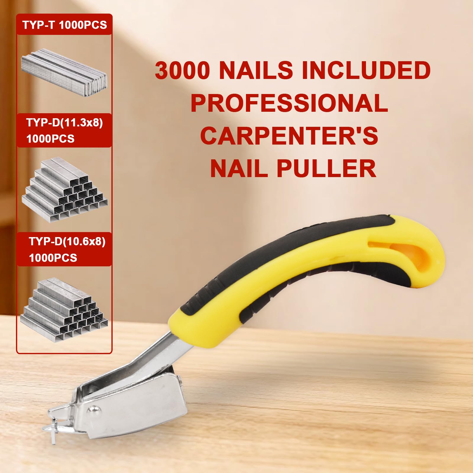 CRAFTNIO Light Duty Staple Gun,3 in 1 Manual Stapler Gun with Stapler Remover and 3000Pcs Staples for Light Wood, Fabric, Crafts, Furniture, Compatible with D/T-Type Staples for Home DIY Projects