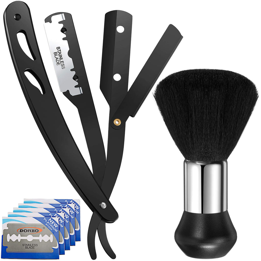 Honoson Professional Straight Razors for Men Navajas Para Barbero Barber Straight Razor Kit with Neck Duster Brush and 40 Pieces Double Edge Blades for Hair Salons, Father's Day, Gifts