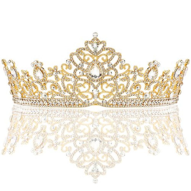 AHONEY Gold Crown Queen Crowns Tiara for Women Birthday Quinceanera Crown Rhinestone Bride Headband Princess Decoration for Wedding Party Prom Halloween