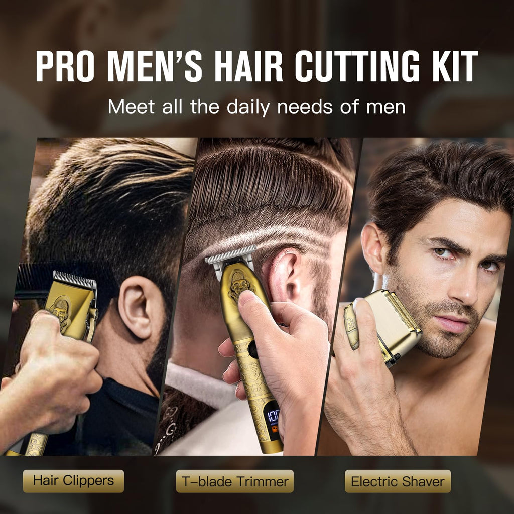 Suttik Professional Hair Clippers Trimmer Shaver Set for Men, Electric Razor Foil Shavers Combo Set of 3, Barber Kit Hair Cutting Kit, Gift for Men