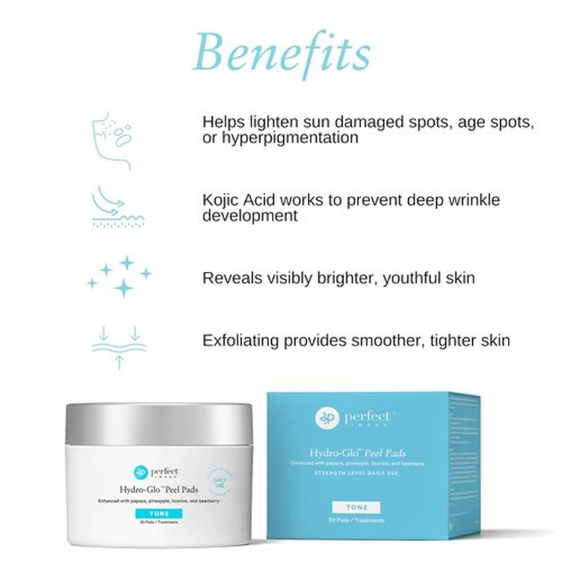 Hydro-Glo Peel Pads - 10% Strength Exfoliating Peel with Kojic, Mandelic & Licorice Extracts
