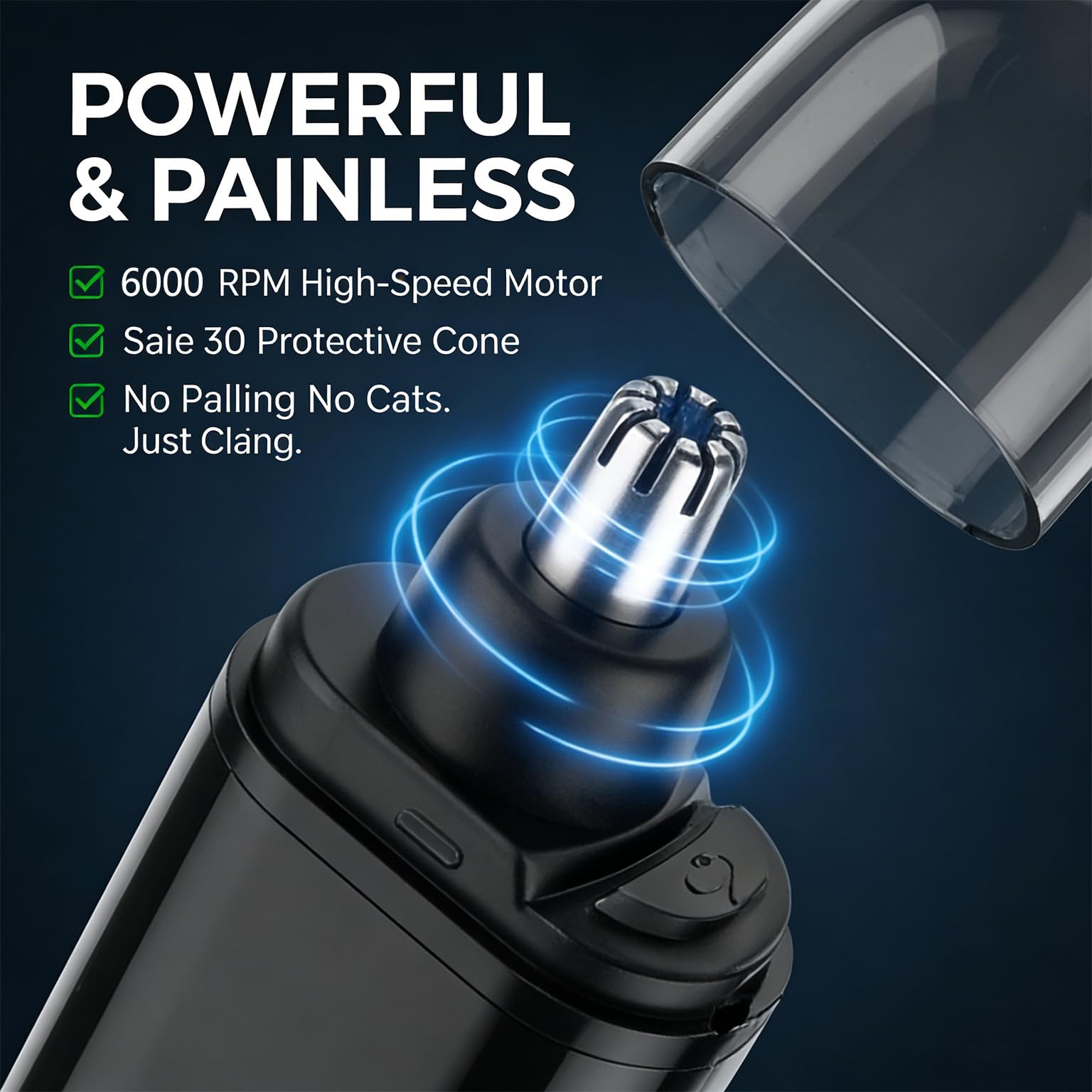 Nose Hair Trimmer for Men - 2025 Professional Painless Nose and Ear Hair Trimmer, IPX7 Waterproof, 6000 RPM Dual Blades, USB Rechargeable, Digital Display, Pocket Size for Travel (Navy Blue)