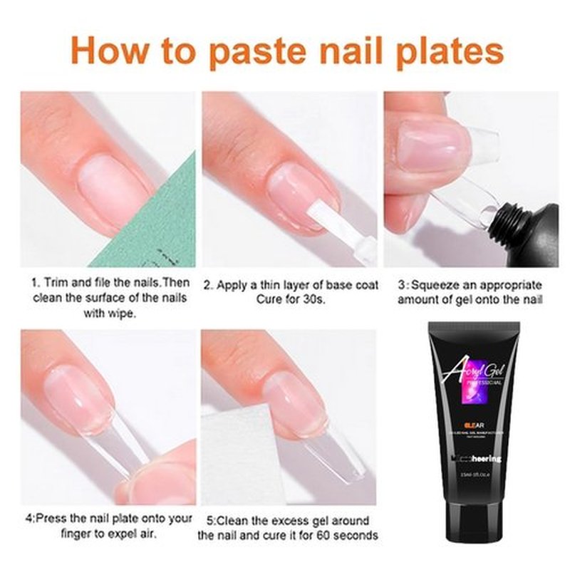 15ML Poly Gel Clear Builder Gel Nail Glue Gel for Acrylic Nails Bonding Gel Glue for False Nail Solid Gel Polish Nail Art Manicure Glue Gel, 1 Clear
