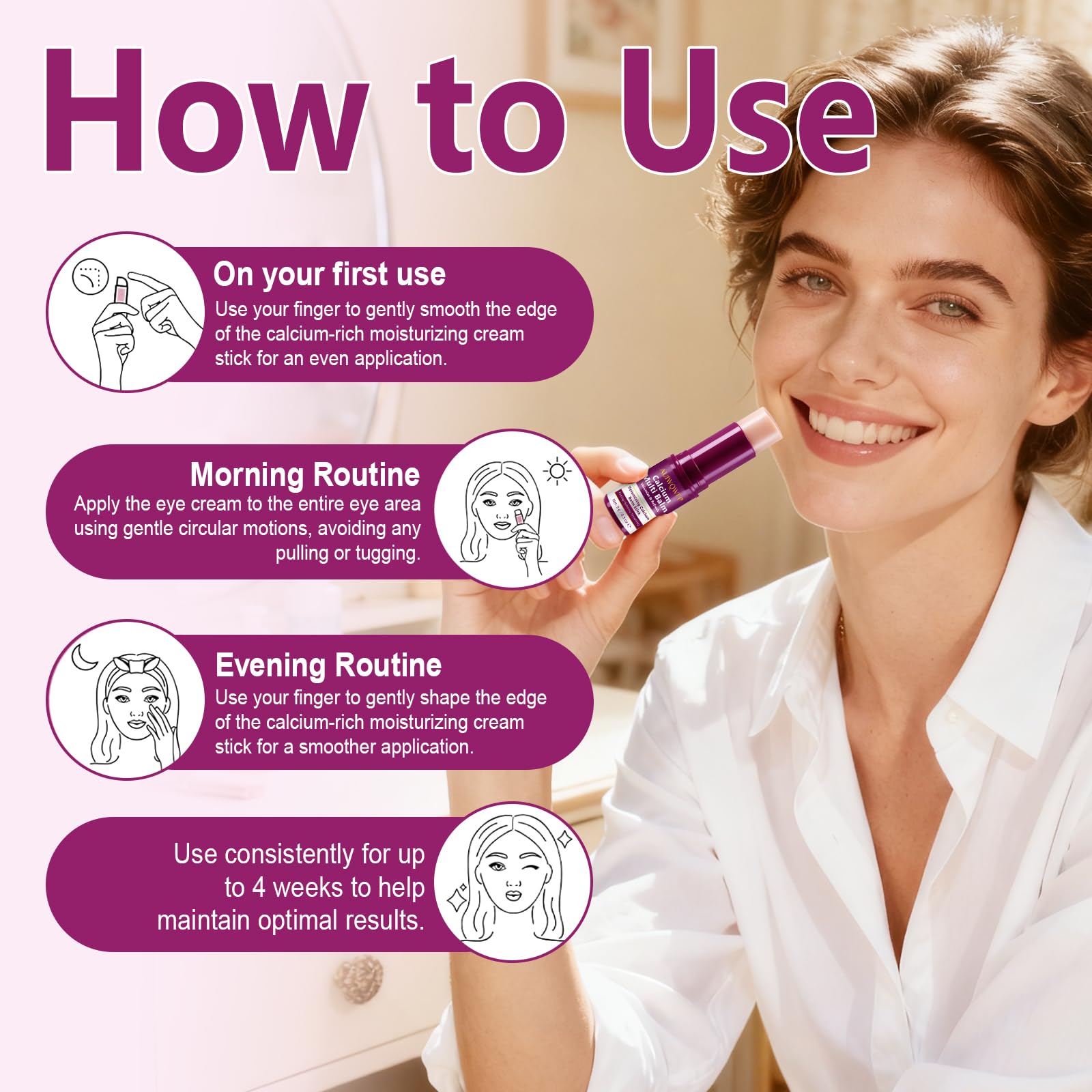 AUIWQWFI Calcium Multi Balm Stick - Korean Collagen Moisturizing Cream, Visibly Reduces Wrinkles & Firms Skin, All-in-One Face, Eye & Neck Care for Women & Men, 9g