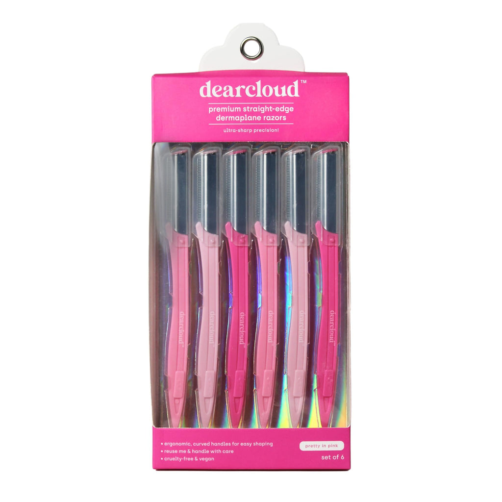 dearcloud Dermaplaning Razor Set of 6 – Straight-Edge (Pretty in Pink)