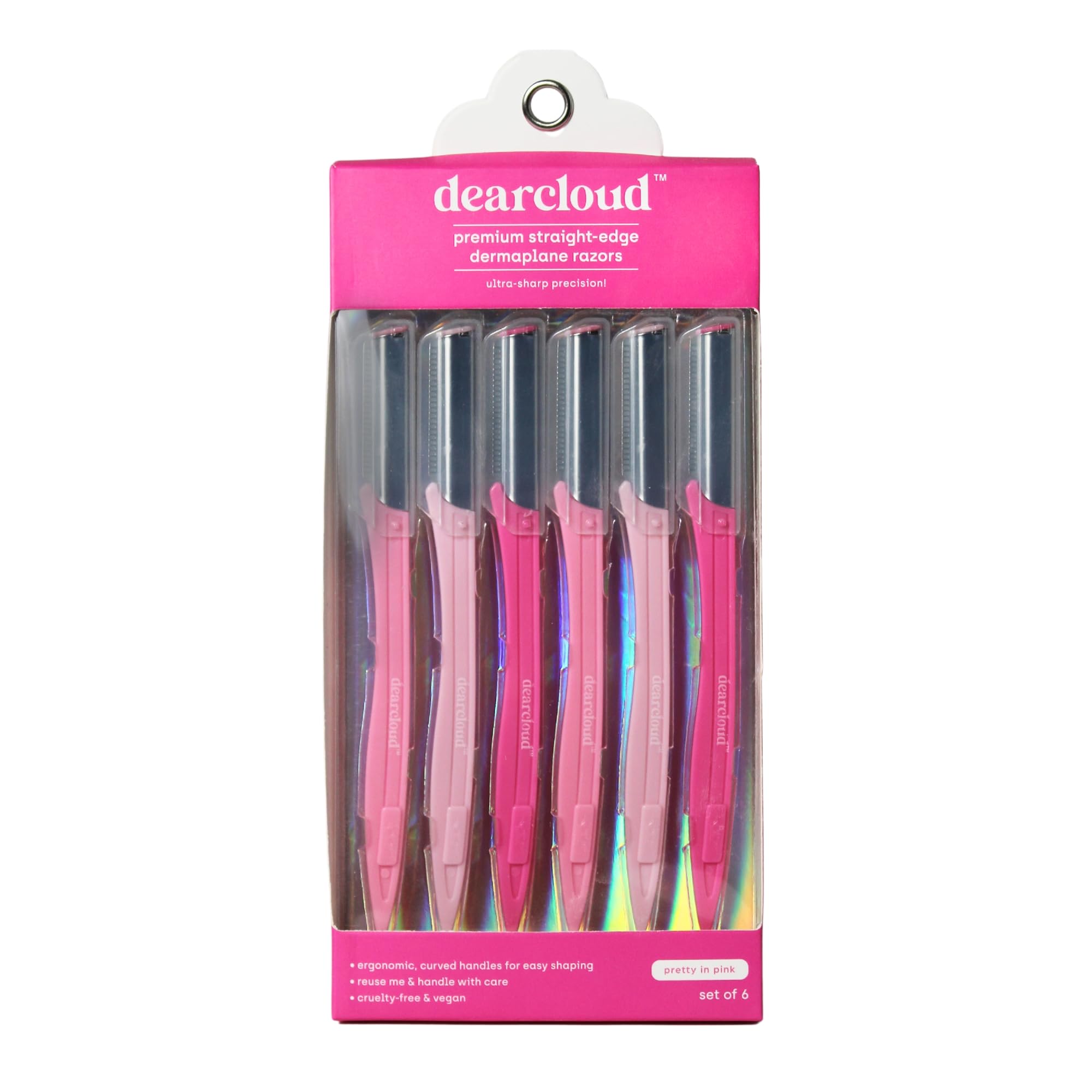 dearcloud Dermaplaning Razor Set of 6 – Straight-Edge (Pretty in Pink)