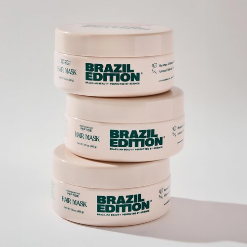 BRAZIL EDITION Restorative Peptide Hair Mask – Deep Repair in 2 Minutes, Hydration & Shine, Murumuru & Babassu Butters, Hyaluronic Acid, Strengthens & Smooths Damaged Hair (7 oz)