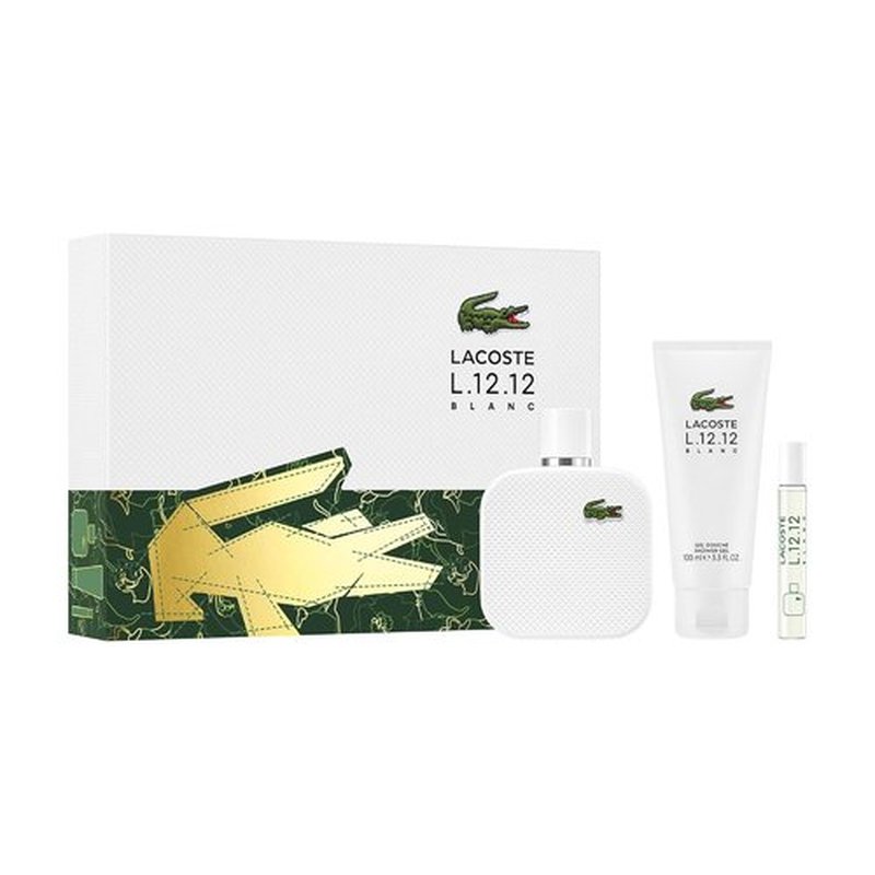 Lacoste L.12.12 Blanc | Elegant 3-Piece Fragrance Set for Men | Fresh & Timeless Scent