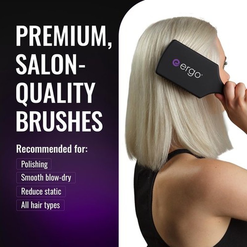 ERGO Ionic Paddle Hair Brush - Large Detangling Tool for Wet & Dry Hair Care, Long-Lasting Shine (ER1000)