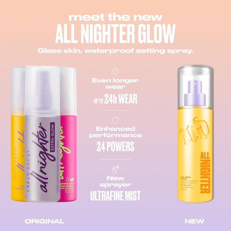 Urban Decay All Nighter Waterproof Makeup Setting Spray - 24HR Smudge-Proof Finish, Ultra-Fine Mist - 4 fl oz