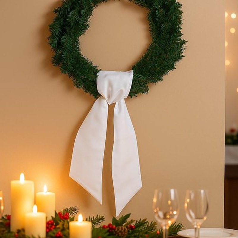 Skiennix White Blank Sash Ribbon - 55" Professional Grade Linen for Wreaths & Wedding Decor