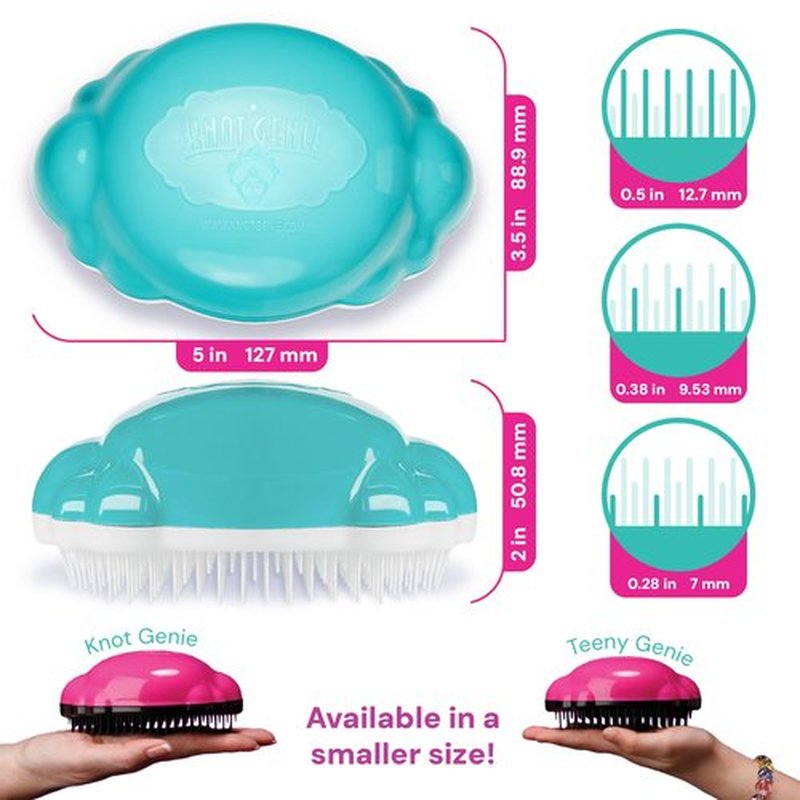 Knot Genie Detangling Hair Brush for Kids(Blue Skies) | Original Full Size | Perfect for Curly Hair, Gently Separate Tangles, Leaves Hair Smooth & Shiny | The Pain Free Knot Detangler