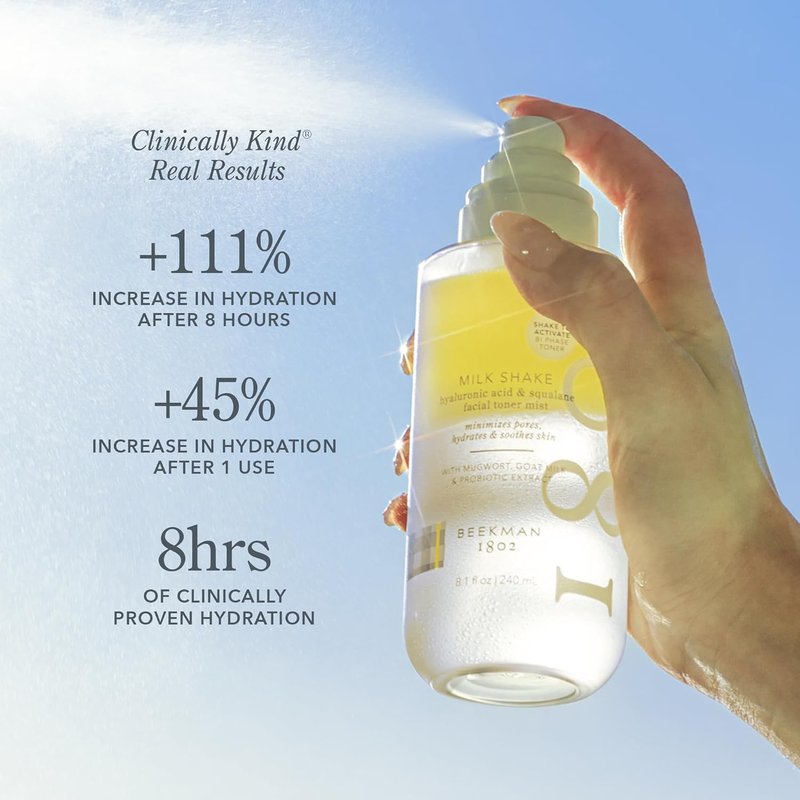 Beekman 1802 Hydrating Toner & Face Mist + Oh! Mega Milky Oil Facial Oil – Sensitive Skin Safe | 2 fl oz + 0.5 fl oz