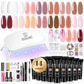 ROSALIND Poly Nail Gel Kit -14 Colors +72 Nail Art Accessories kit Clear Nude Poly Nails Gel Kit Starter Kit with Mini UV Lamp Slip Solution Basic Tools for Beginners with Everything