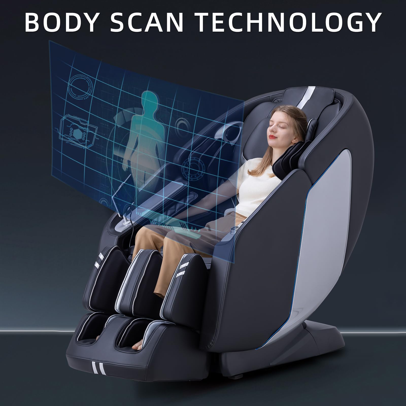 MassaMAX 4D Full Body Massage Chair for Daily Comfort Upgrade-Yoga Stretch, AI Voice Control, 55" SL Track, Zero Gravity, Extendable Footrest, 15 Modes, Foot Rollers, Waist & Calves Heating with Cover