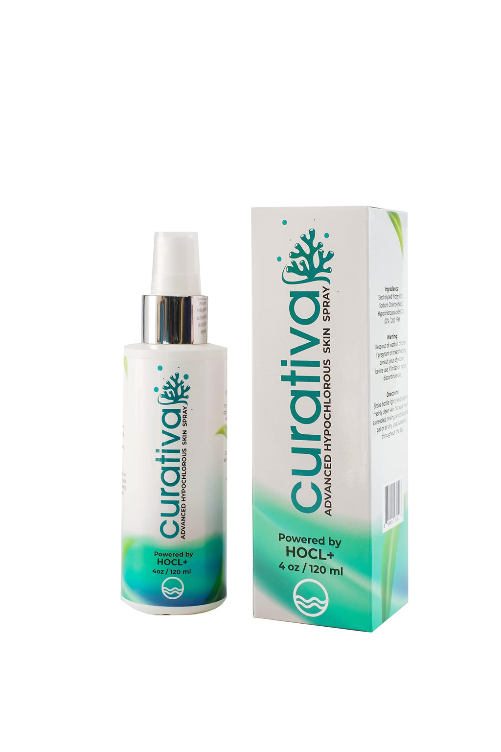 Curativa Bay 0.02% Hypochlorous Skin Spray – 4 oz – Organic, Vegan, Hypoallergenic Ingredients – Made in USA