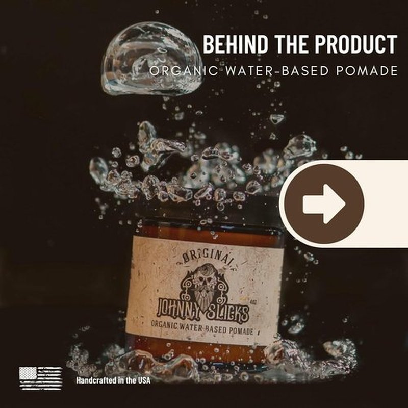 Johnny Slicks Water Based Pomade - Strong Hold & High Shine | Organic Styling for Men (Rugged, 4 Oz)