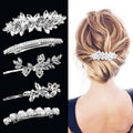 Fireach Hair Barrettes for Women Crystal Rhinestones Hair Clips for Thin Thick Hair Pins French Hair Accessories White Sparkly Wedding Hair Jewelry for Women
