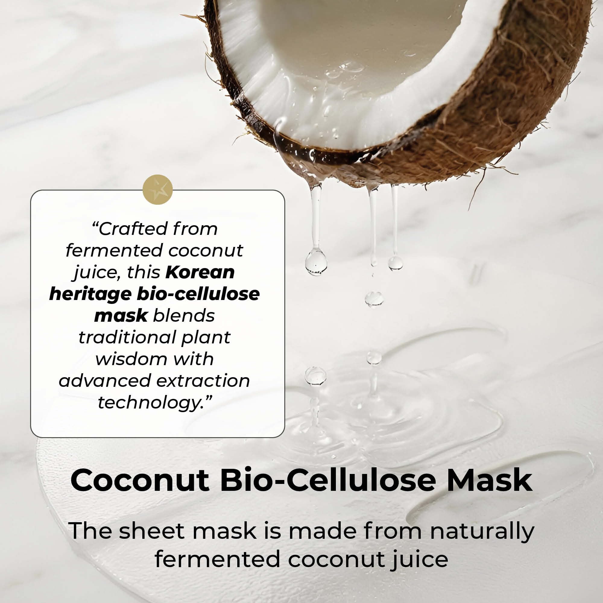 STARSKIN VIP Gold Mask Face, Coconut Bio-Cellulose Revitalizing Face Mask for all Skin Types, Korean Skin Care, Instant Hydration and Plump, Moisturizing and Nourishing, K-Beauty (Pack of 4)