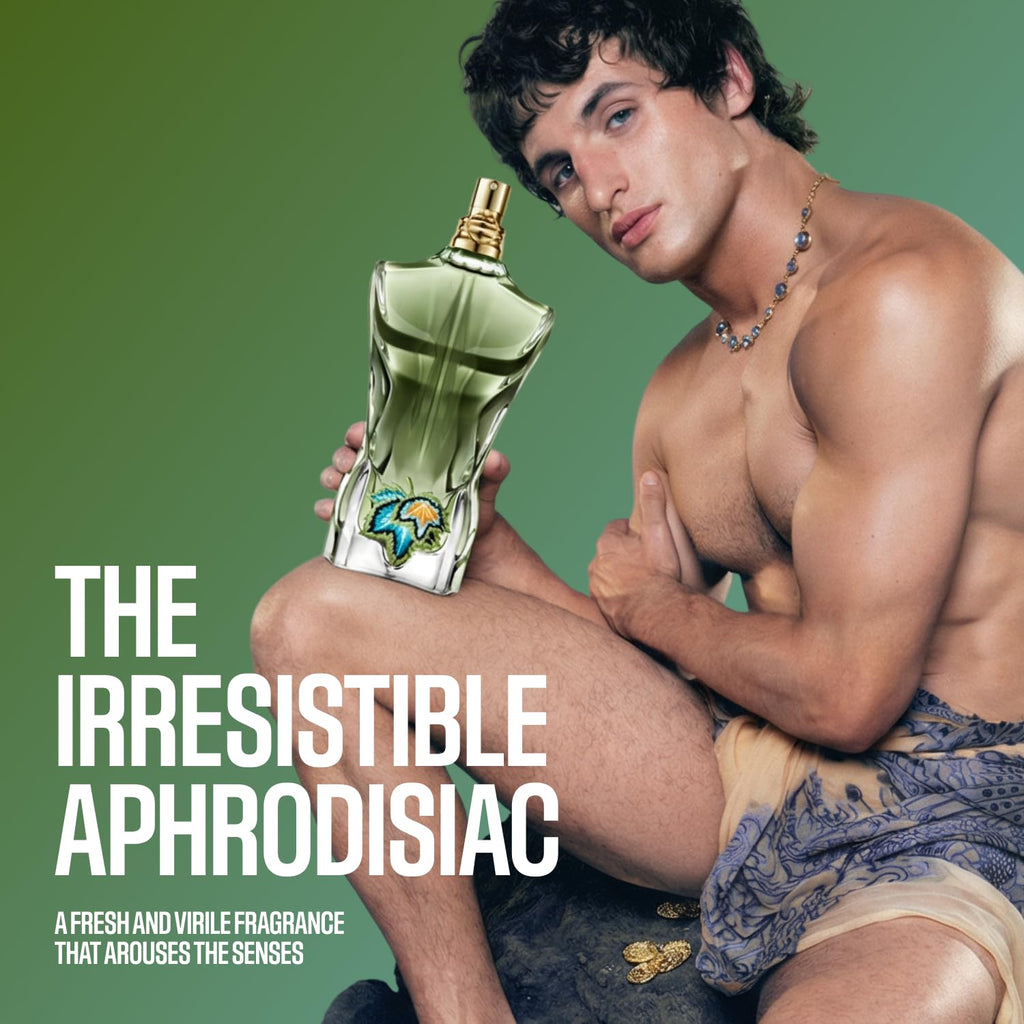 Jean Paul Gaultier Le Beau Paradise Garden Eau de Parfum for Men - Long Lasting Fresh Woody Aquatic Men's Cologne with Coconut Water, Green Fig & Sandalwood - Designer Fragrance Travel Spray, 0.34 oz