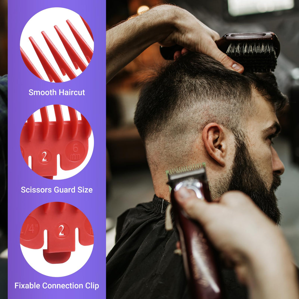 4Pcs Clipper Guards Set For Men,Barber Beard Trimmer Guards Holder,Barber Clippers Guards Accessories Compatible For Wahl(1/16" To 1/4")