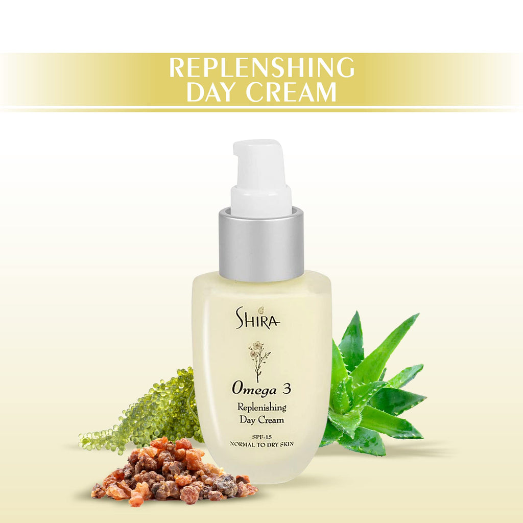 Shira Omega 3 Replenishing Day Cream 2oz – Anti-Aging Face Moisturizer for Normal to Dry Skin – Hydrating Day Cream Helps Reduce Fine Lines, Wrinkles, and Prevent Sun Damage – Nourishing Skincare