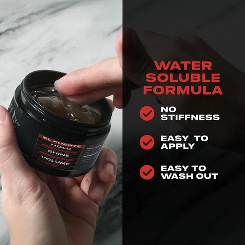 Papichulo Style Deluxe Pomade “El Fuerte” - Strong Hold & High Shine - Water-Based, Flake-Free, Easy Washout - 4 oz