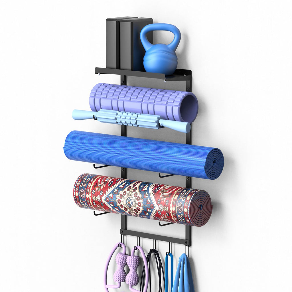 Puretalon Yoga Mat Holder Wall Mount for Home Gym Accessories Storage