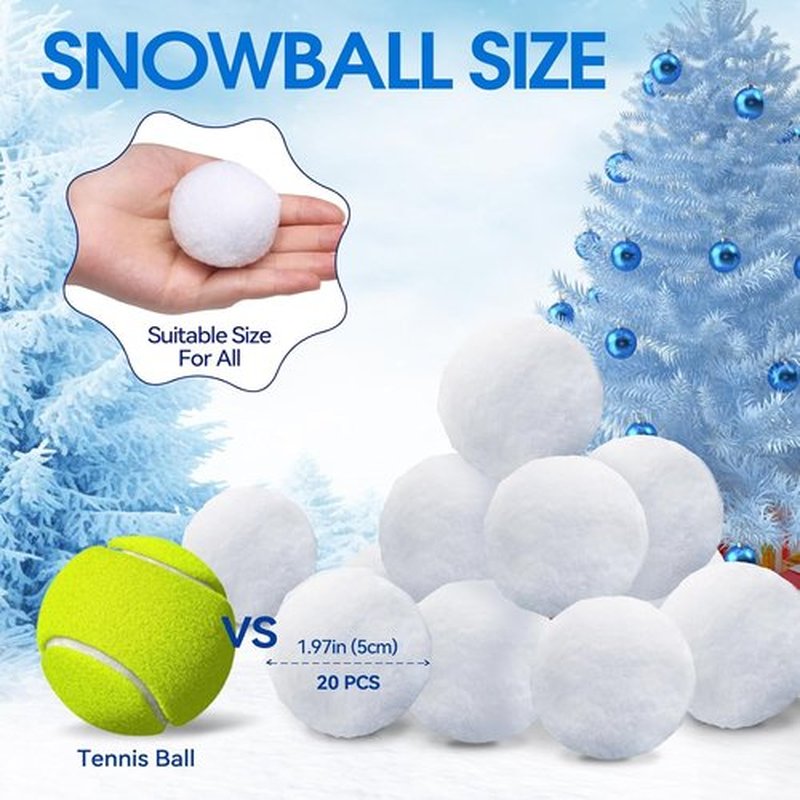 Skiennix 20 Pack Snow Toy Balls - Soft Plush Indoor Snow Fight Balls for Kids | Winter Fun & Christmas Decor