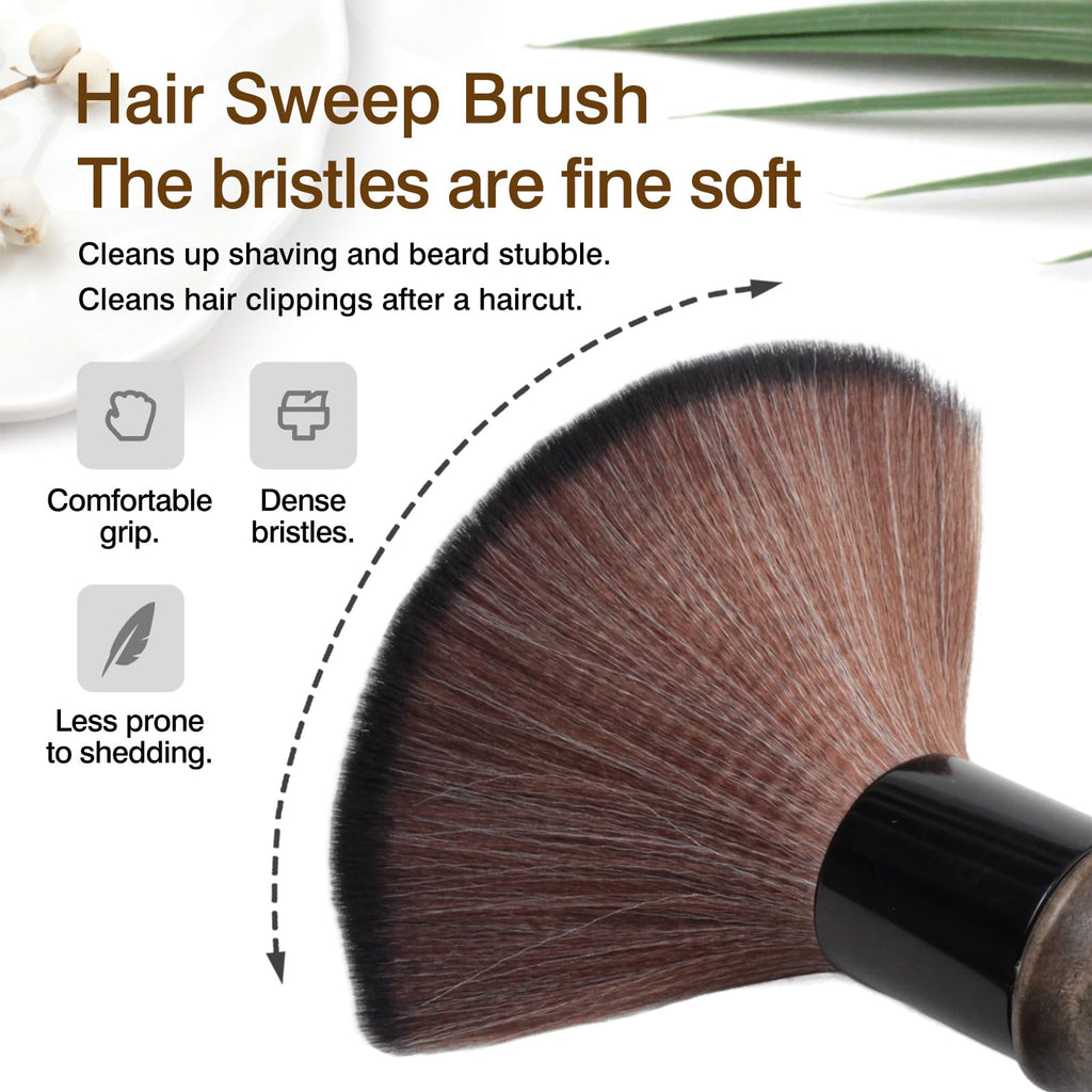 Neck Duster Brush with Soft Fiber Bristles and Wooden Handle for Barber Hair Cutting and Facial Cleaning