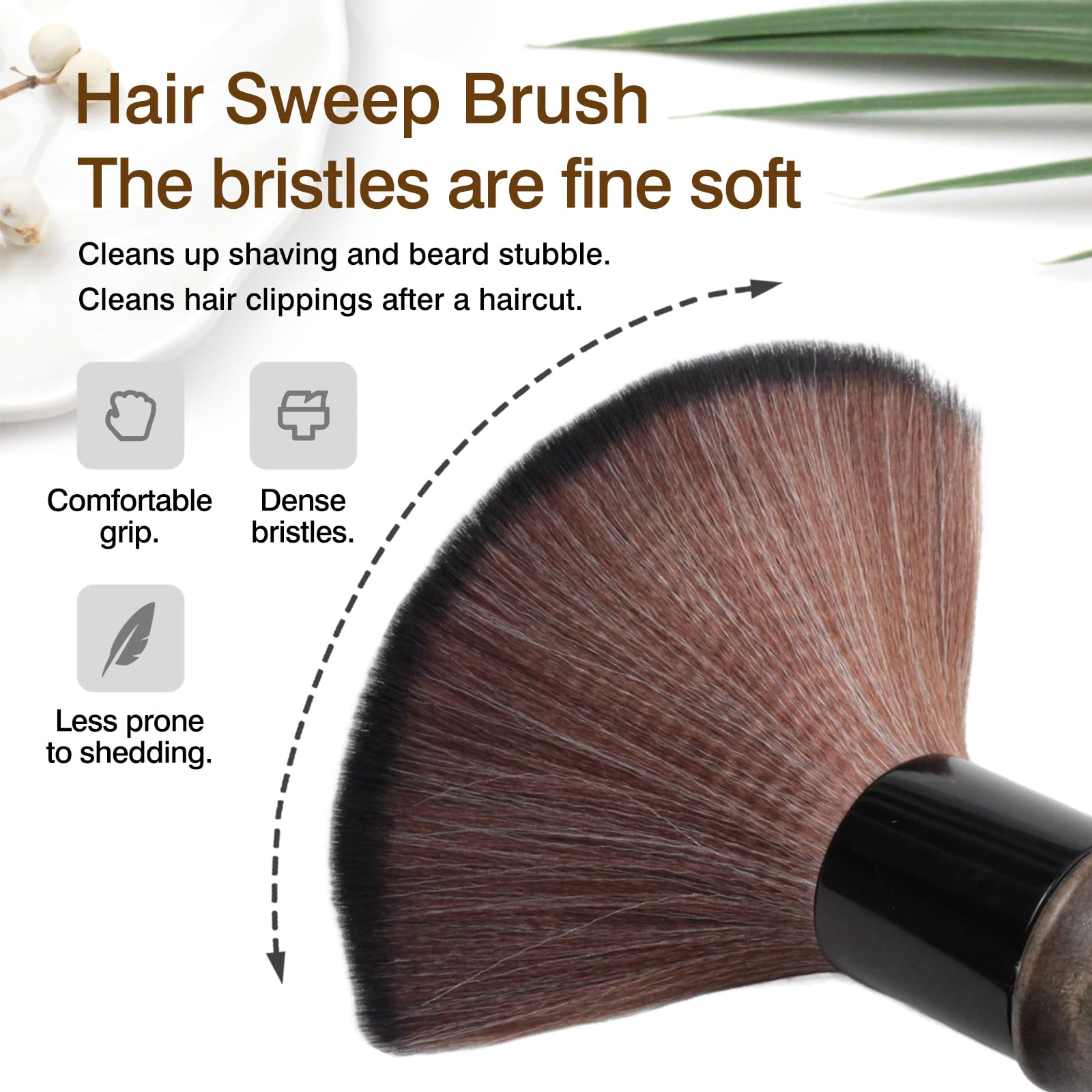 Neck Duster Brush with Soft Fiber Bristles and Wooden Handle for Barber Hair Cutting and Facial Cleaning