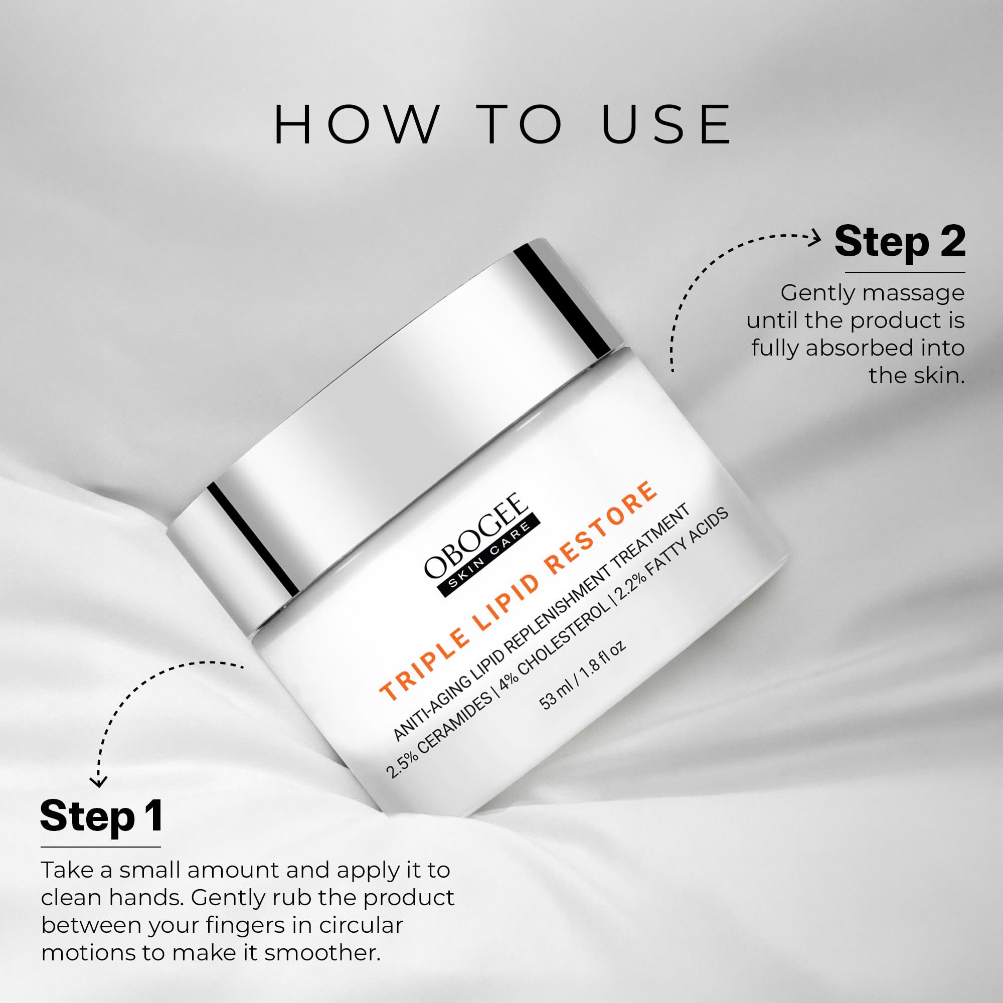 OBOGEE Triple Lipid Peptide - Restore & Fix Mature Skin Advanced Anti-Aging Cream for Radiant, Smooth Skin (90 ml /3.0 fl oz)