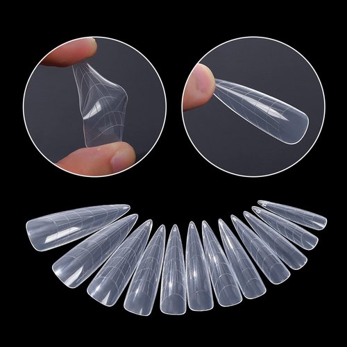 NMKL38 120Pcs Dual Forms Full Cover Nail Tips Upper Arched Extension Mold (Stiletto I)