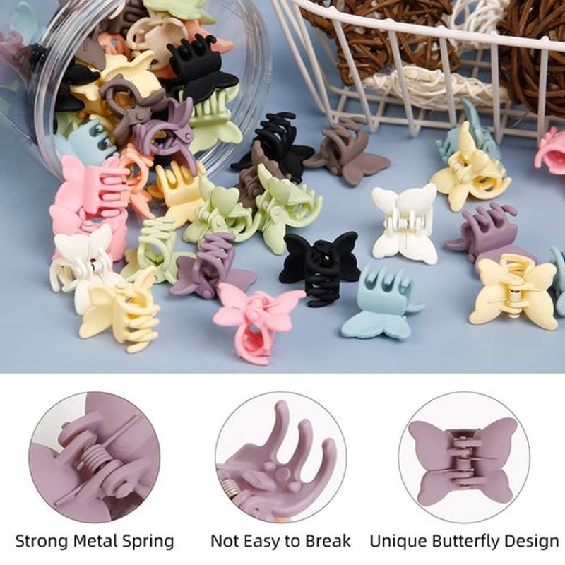 40Pcs Colorful Butterfly Hair Clips - WOVOWOVO Small Hair Claw Clips Cute Butterfly Clips for Thin Fine Hair Mini Hair Clips Hair Accessories for Women Girls Birthday Christmas Gift