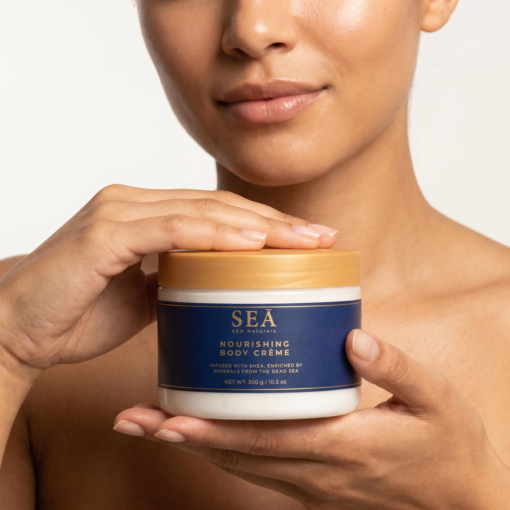 SEA Naturals Dead Sea Minerals Body Crème | Anti-Aging Daily Moisturizer with Retinyl Palmitate (Vitamin A) & Shea Butter | Hydrating Lotion for Dry Skin & Fine Lines, 10.5 oz