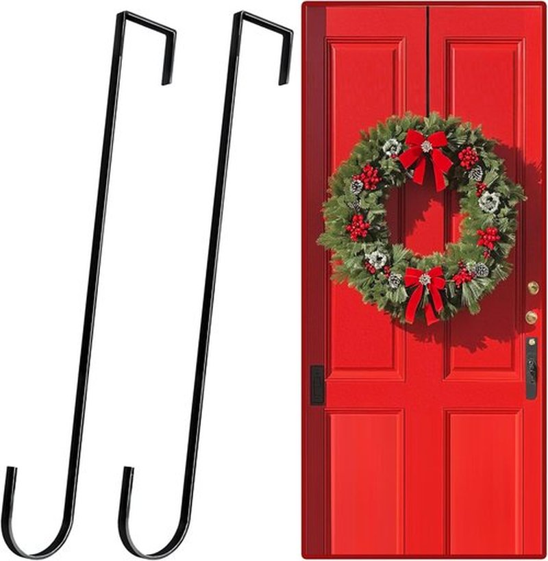 Skiennix 12" Wreath Hangers - Non-Scratch Over The Door Hooks for Holiday Decor | 2 Pack