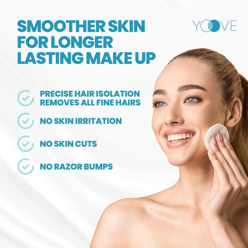 Yoove Rose Pink Rechargeable Device for Facial Hair Removal for Women - Waterproof Facial Hair Remover for Women