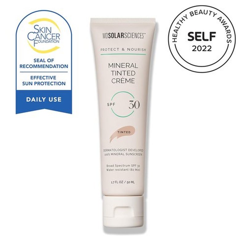 MDSolarSciences Mineral Tinted Crème Sunscreen SPF 30 - Water-Resistant UV Protection | Blendable Zinc Oxide Cream (1.7 Fl Oz)