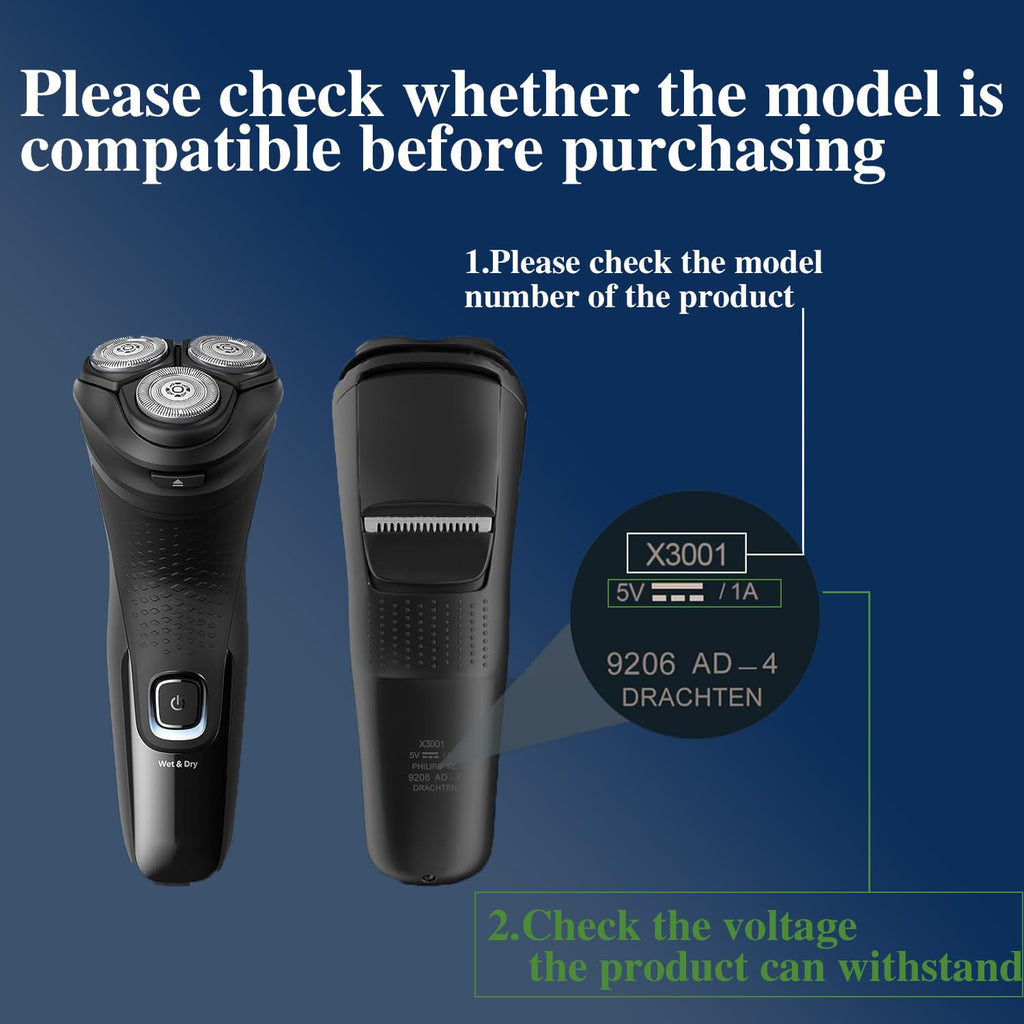 5V Charger for Philips Norelco Shaver 2400 3900 MG3919, Compatible with Phillips Norelco Wet & Dry Series 2000 5000 7000 3000 USB Charging Cable