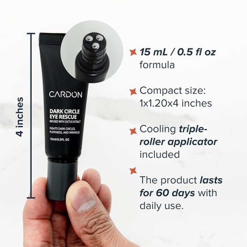 Cardon | Dark Circle Rescue Eye Roller | Under Eye Massager for Puffiness, Bags & Wrinkles | Peptides & Niacinamide