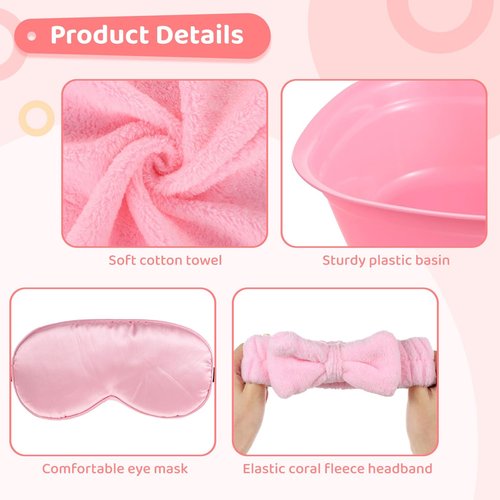 Tideme 64 Pcs Kids Foot Spa Kit for Girl Spa Party with Pink Washbasin Salon Towels Nail Kit for DIY Manicure, Sleepover Party Favors for Little Ones, Foot Care Kit
