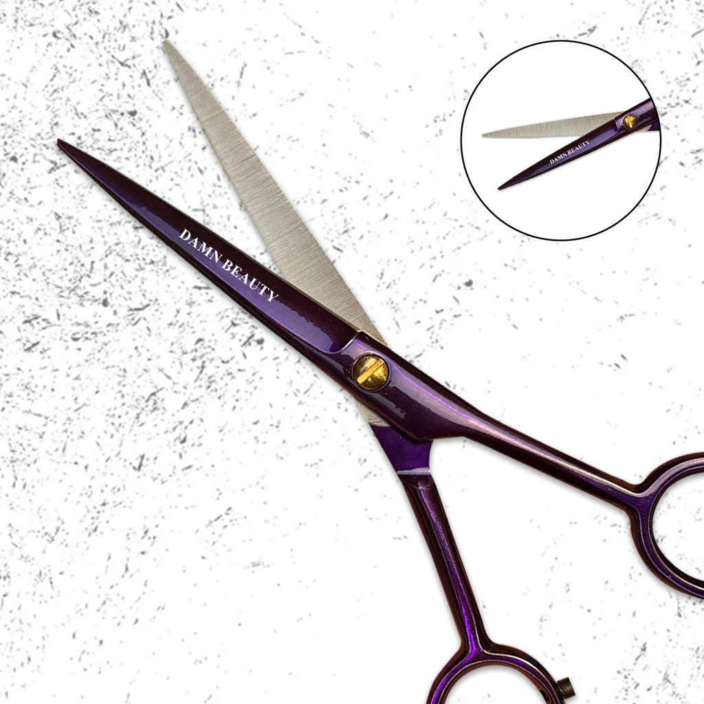 5.5" Professional Hair and Beard Scissor For Men & Women German Shears Use for Facial Hair, Trimming, Grooming, Cutting, and Styling of Beard (Purple)