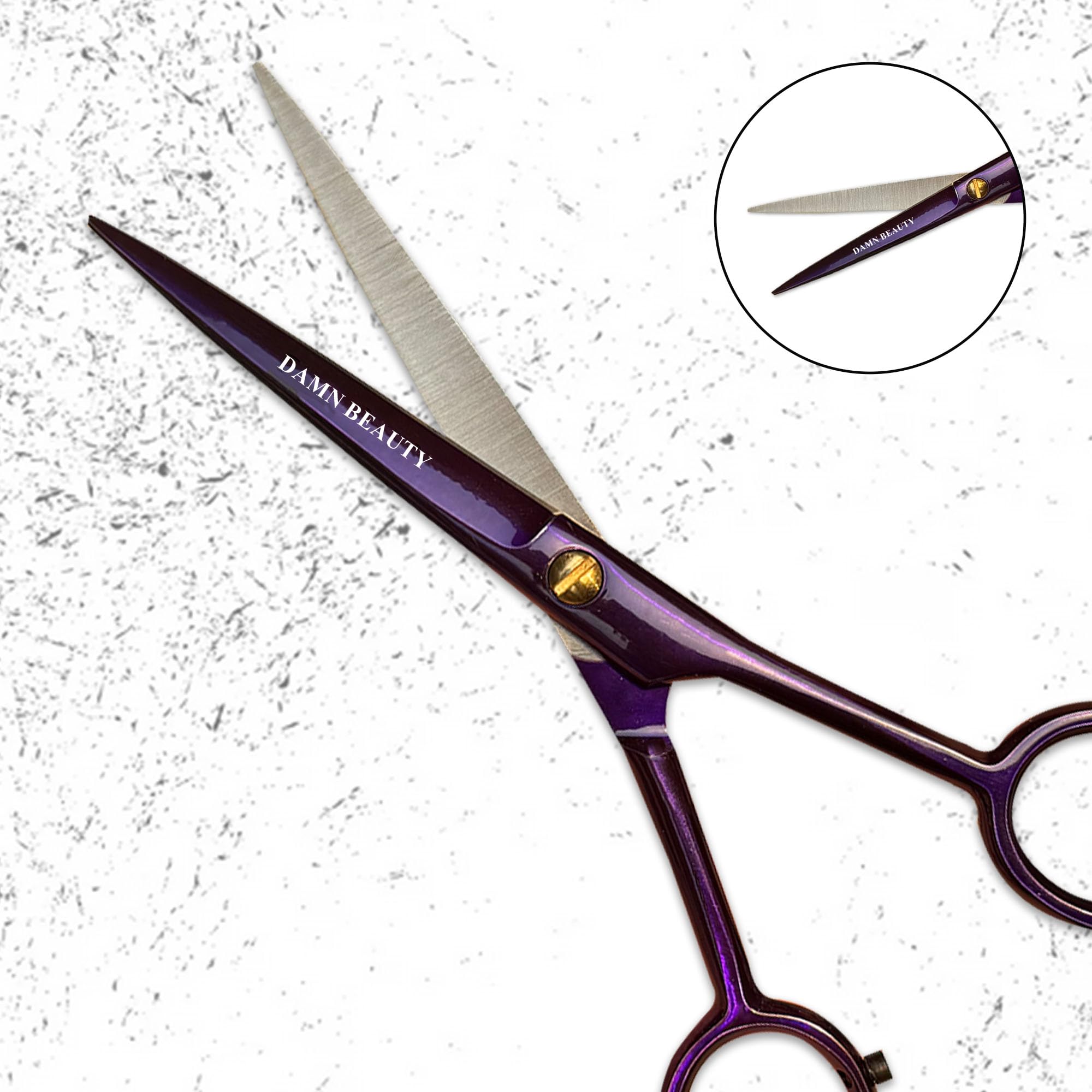 5.5" Professional Hair and Beard Scissor For Men & Women German Shears Use for Facial Hair, Trimming, Grooming, Cutting, and Styling of Beard (Purple)