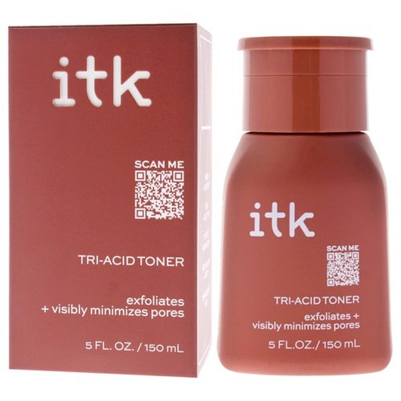 ITK Tri-Acid Facial Toner with AHA, BHA, PHA + Niacinamide - Exfoliate Face + Minimize Pores - Salicylic + Lactic Acid - Brighten Dark Spots + Glow, 5 Fl Oz
