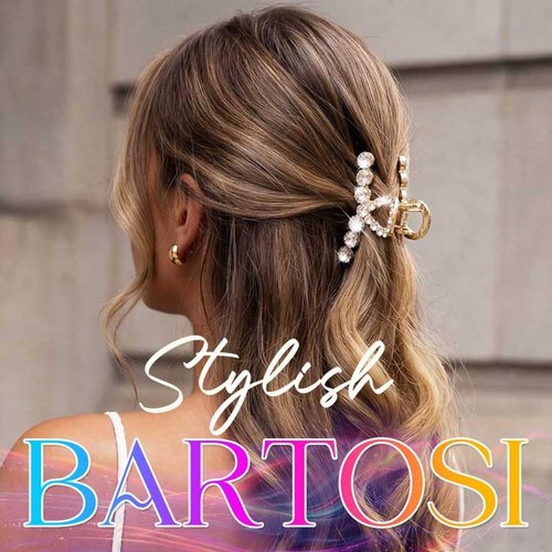 BARTOSI Pearl Hair Claw Clips Gold Sparkly Crystal Claw Clips Cute Mini Hair Catch Barrettes Styling Hair Accessories for Women and Girls (Pack of 2)