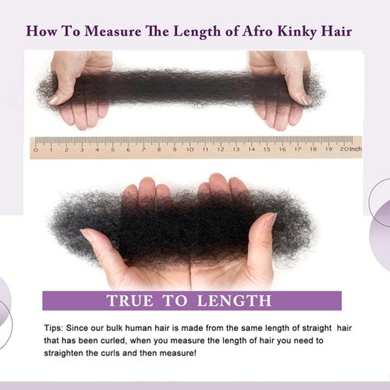 Afro Kinkys Bulk Human Hair for Braiding 2 Bundles 100g Afro Kinky-curly Human Bulk for Twist Braids 4C Kinkycurly Bundles for Mini Twists or Locs Extension Soft Cuban Kinky Twist Braiding Hair 14in