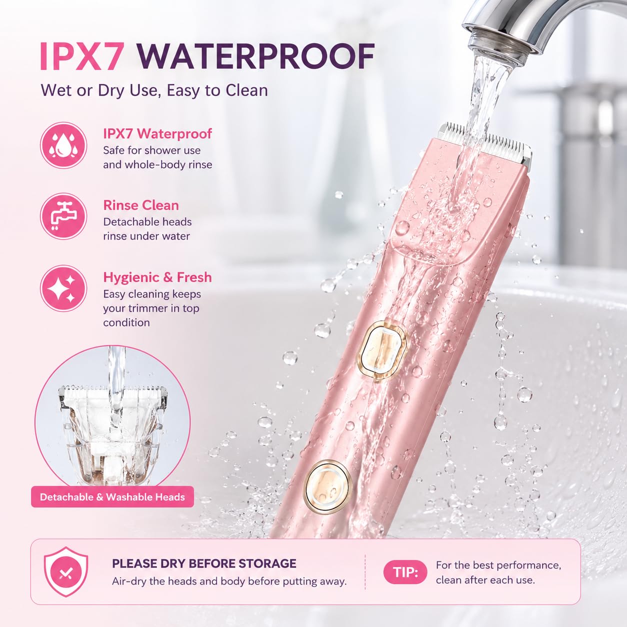 Bikini Trimmer for Women, 2-in-1 Electric Razor with Ceramic Trimmer & Rotary Shaver, IPX7 Waterproof Wet/Dry Women’s Body Shaver, USB-C Rechargeable Razor for Bikini Line, Legs, Underarms
